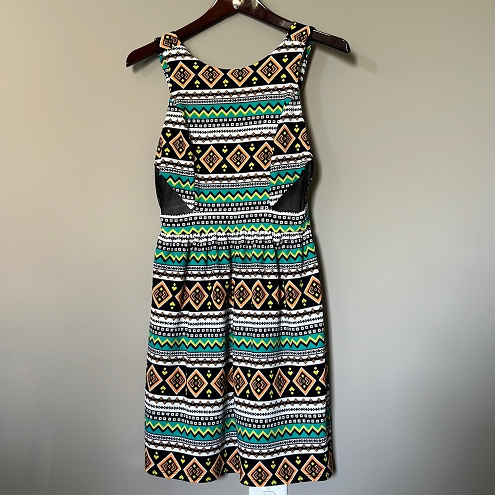 Monteau Aztec Tribal Fit & Flare Dress